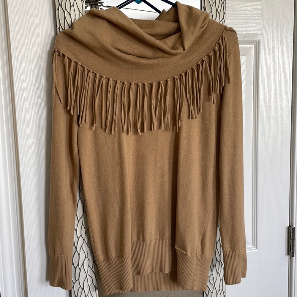 Michael Kors Camel Fringe Sweater